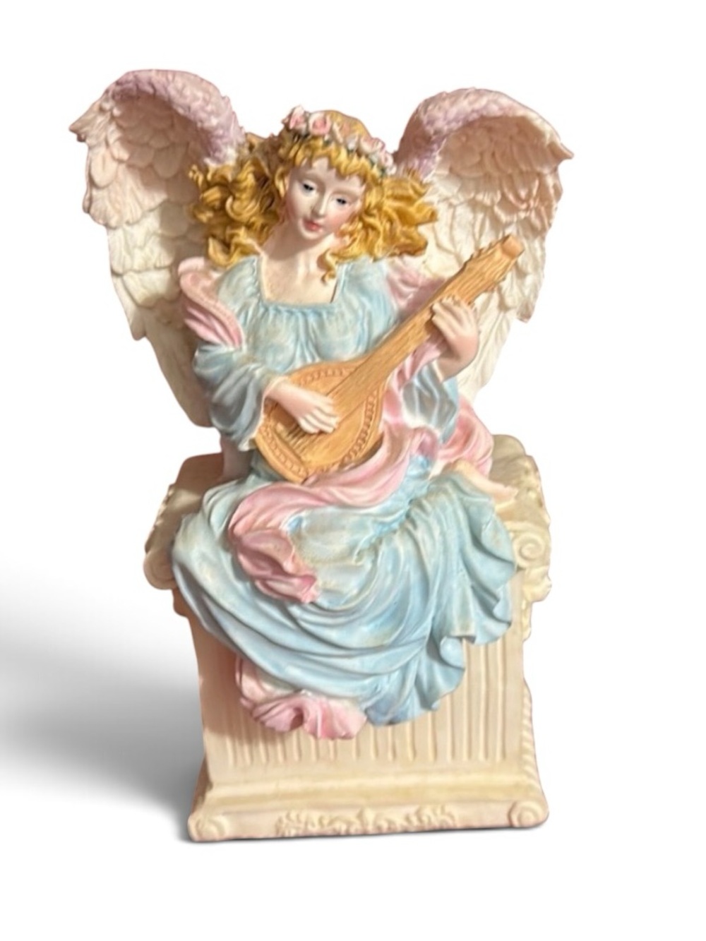 Classic Treasures Musical Angel Figurine Music Box Dancer 5.5x3.5 Pastel Vintage